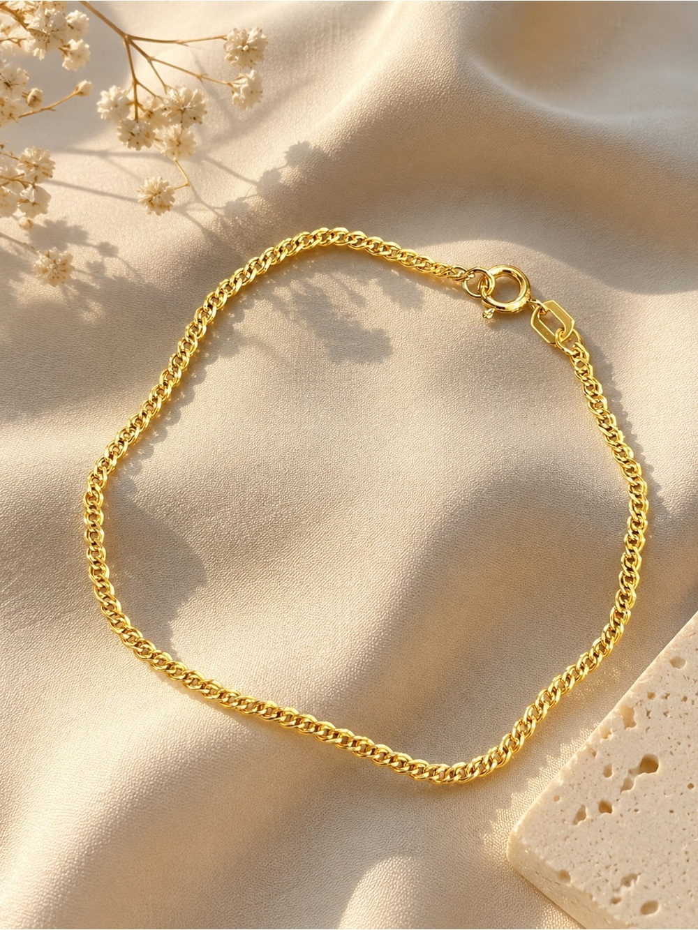 10k real Gold double Cuban Chain Bracelet - 1.8mm 6 inch